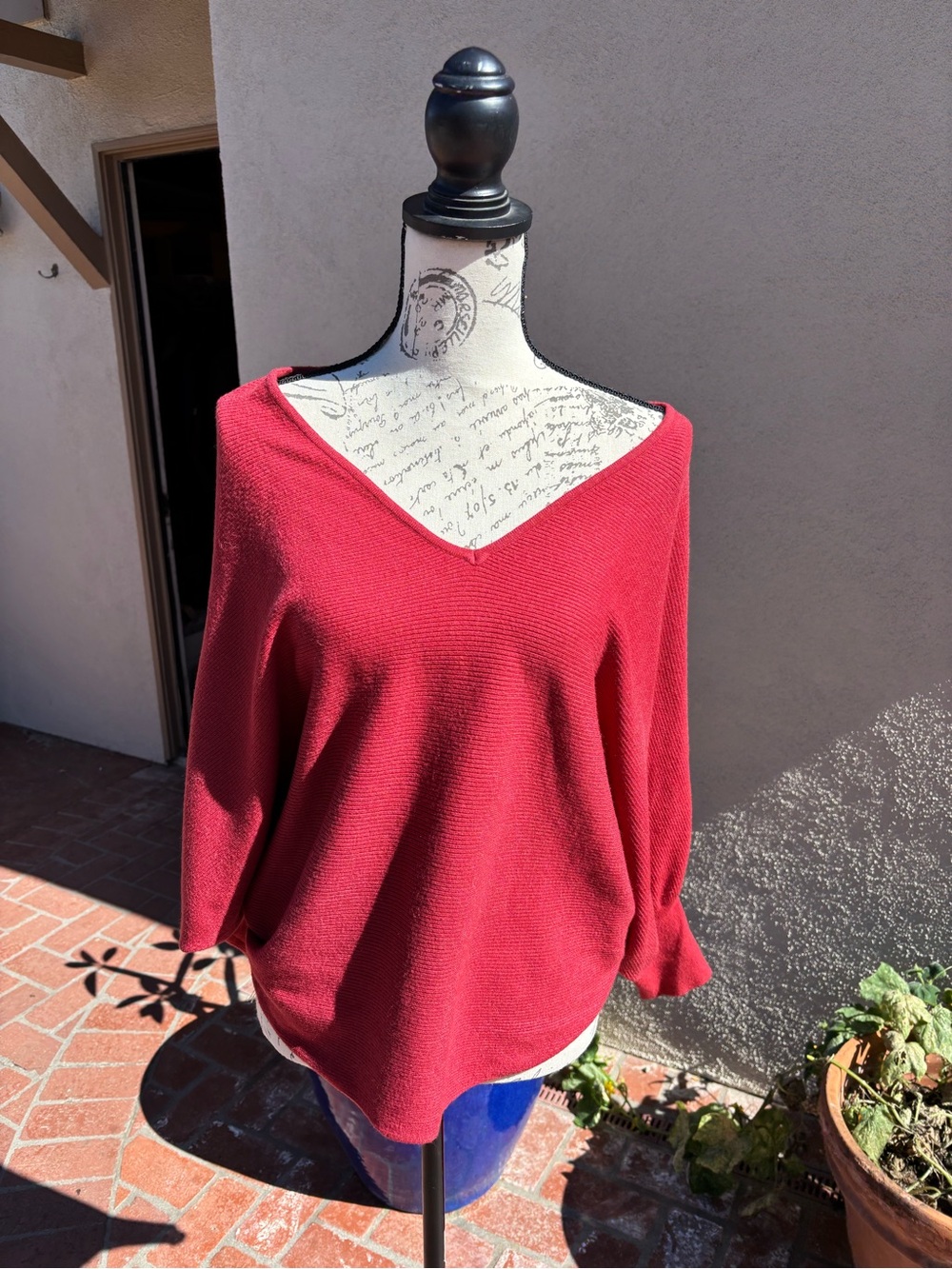 Red V-Neck Karisma Anthropologie Women's Sweater